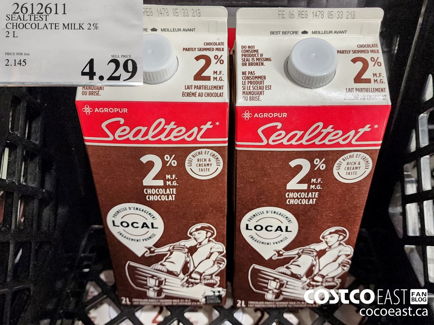 2612611 SEALTEST CHOCOLATE MILK 2% 2 L $4.29