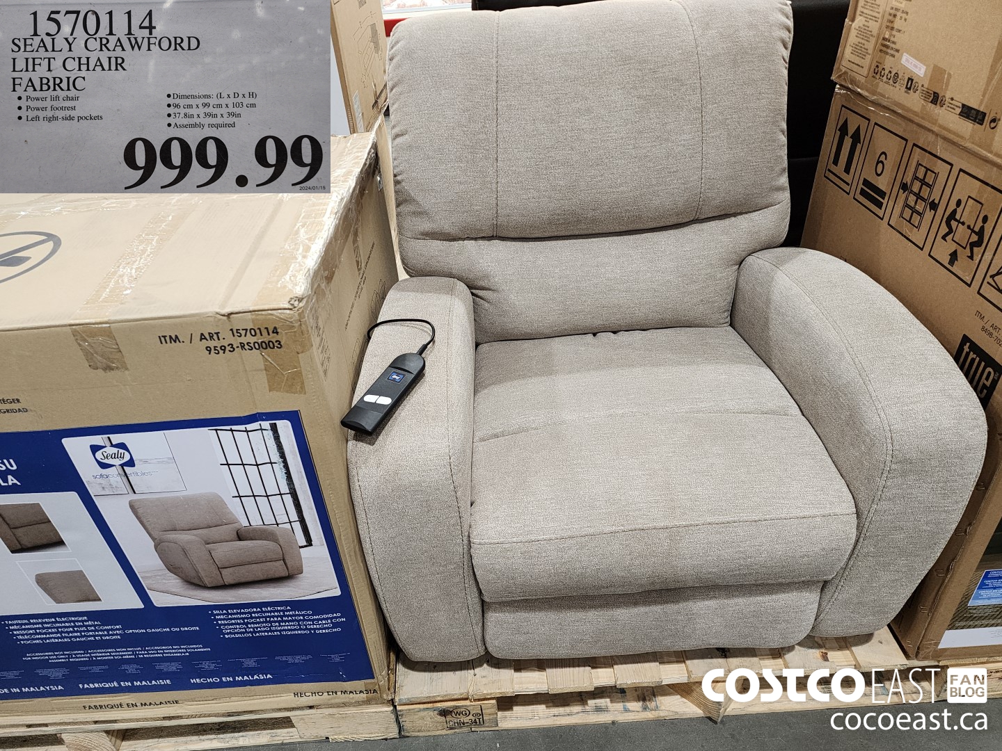 1570114 SEALY CRAWFORD LIFT CHAIR FABRIC $999.99
