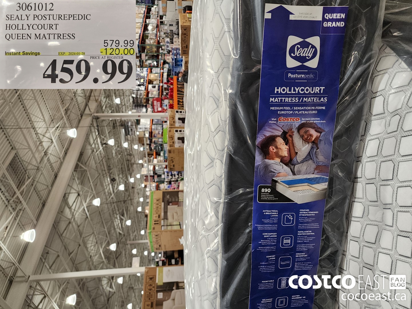 3061012 SEALY POSTUREPEDIC HOLLYCOURT QUEEN MATTRESS ($120.00 INSTANT SAVINGS EXPIRES ON 2024-01-28) $459.99