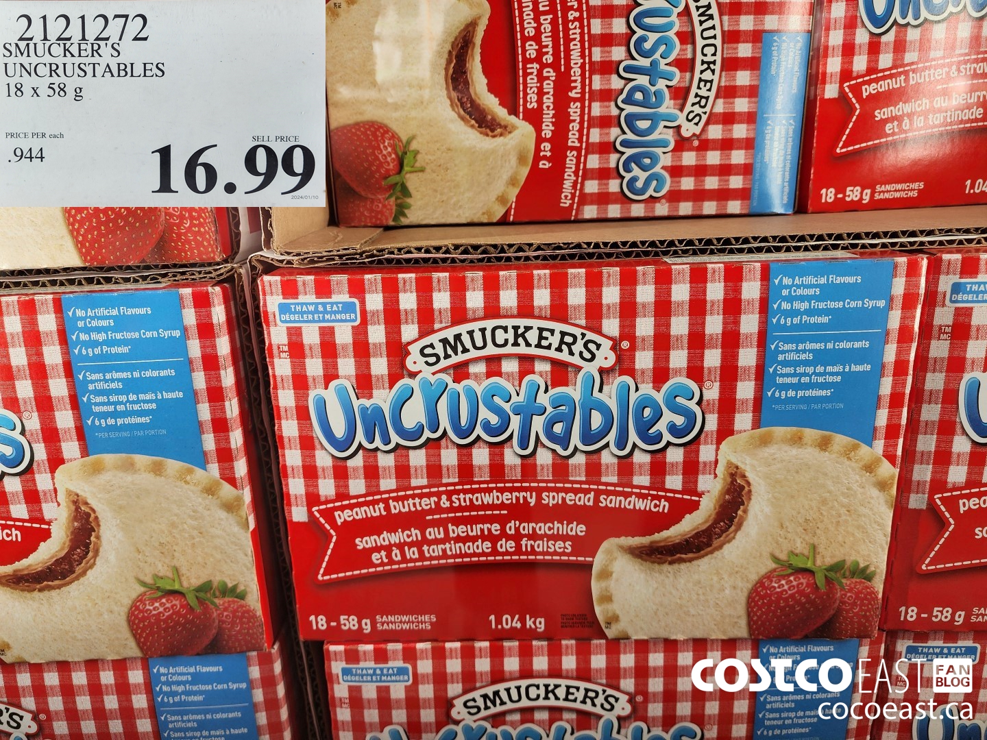 2121272 SMUCKER'S UNCRUSTABLES 18 x 58 g $16.99