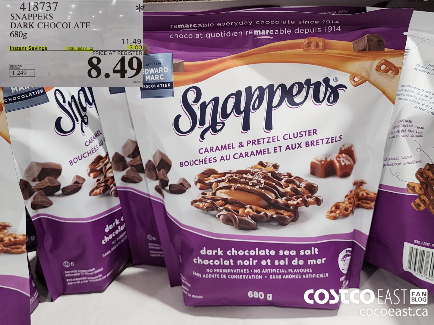418737 SNAPPERS DARK CHOCOLATE 680g ($3.00 INSTANT SAVINGS EXPIRES ON 2024-01-21) $8.49