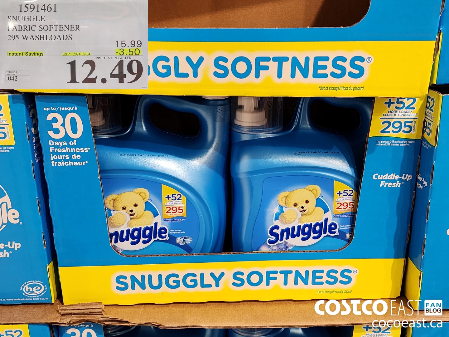 1591461 SNUGGLE FABRIC SOFTENER 295 WASHLOADS ($3.50 INSTANT SAVINGS EXPIRES ON 2024-02-04) $12.49