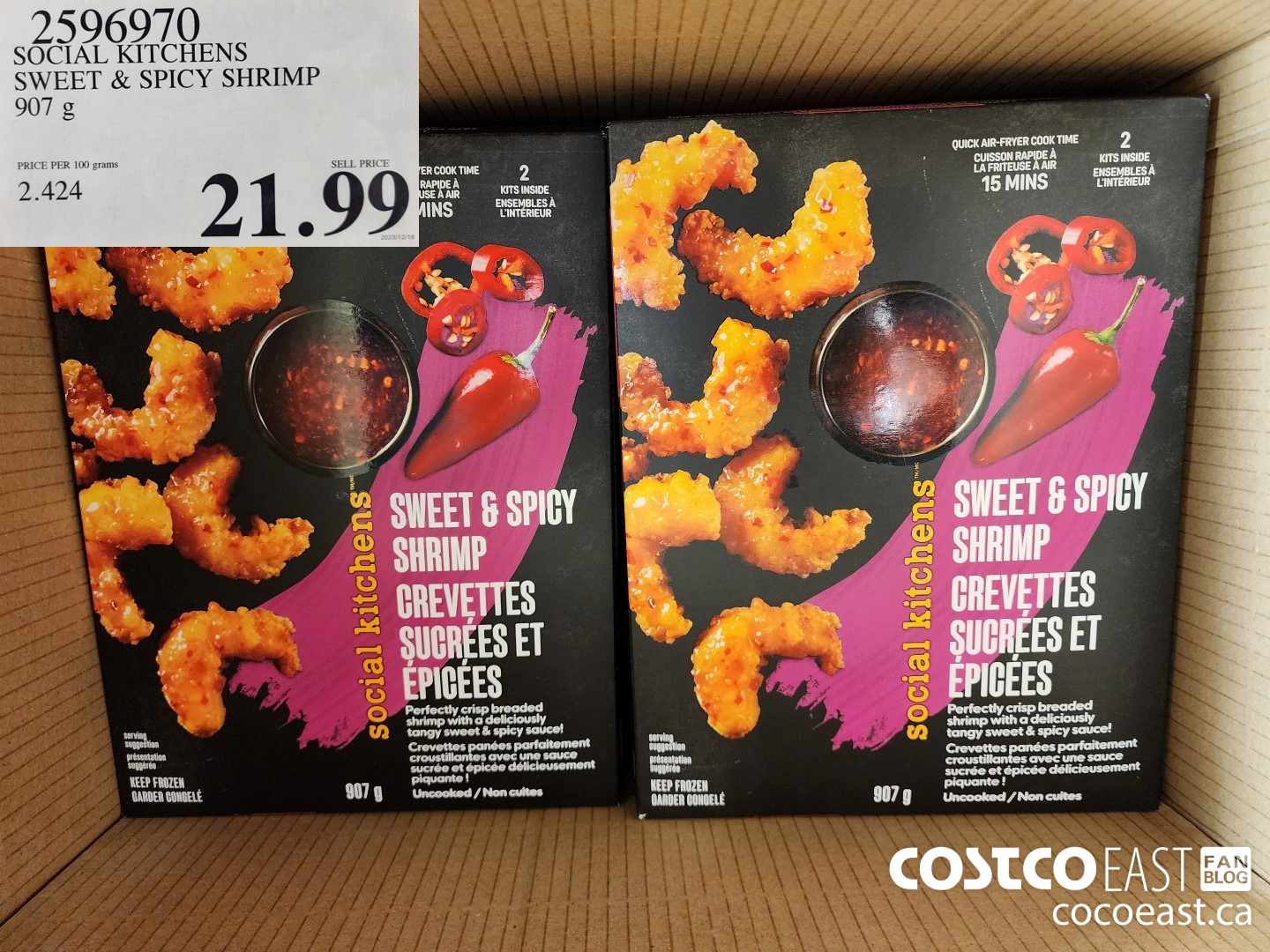 2596970 SOCIAL KITCHENS SWEET & SPICY SHRIMP 907 g $21.99