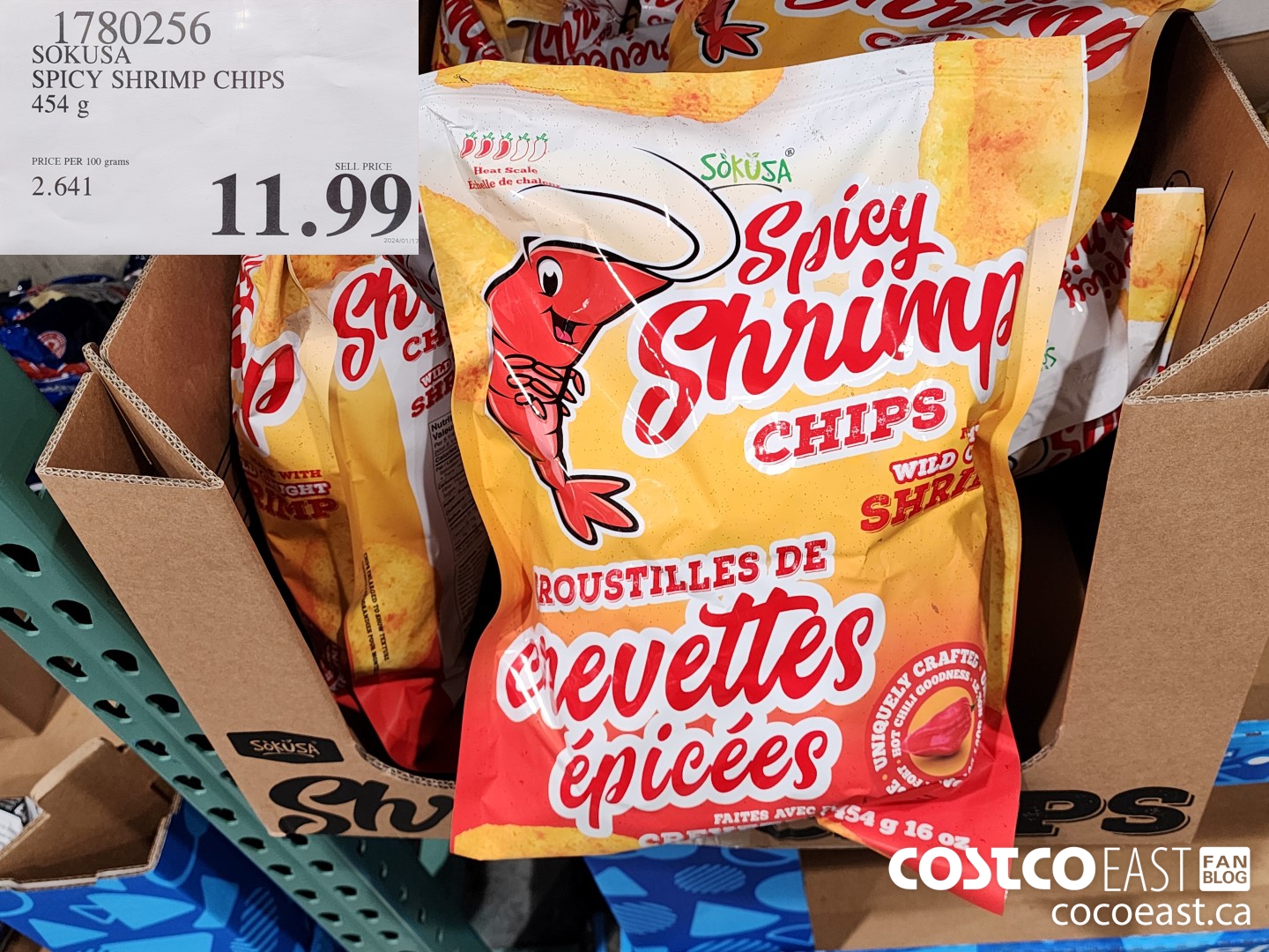 1780256 SOKUSA SPICY SHRIMP CHIPS 454 g $11.99