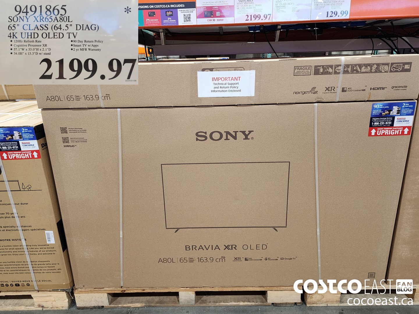 9491865 SONY XR65A80L 65