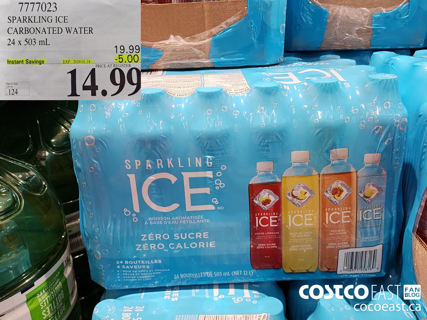 7777023 SPARKLING ICE CARBONATED WATER 24 x 503 mL ($5.00 INSTANT SAVINGS EXPIRES ON 2024-01-14) $14.99