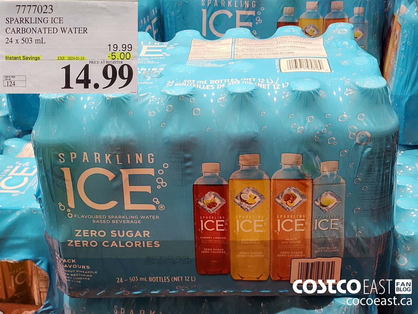 7777023 SPARKLING ICE CARBONATED WATER 24 x 503 mL ($5.00 INSTANT SAVINGS EXPIRES ON 2024-01-14) $14.99