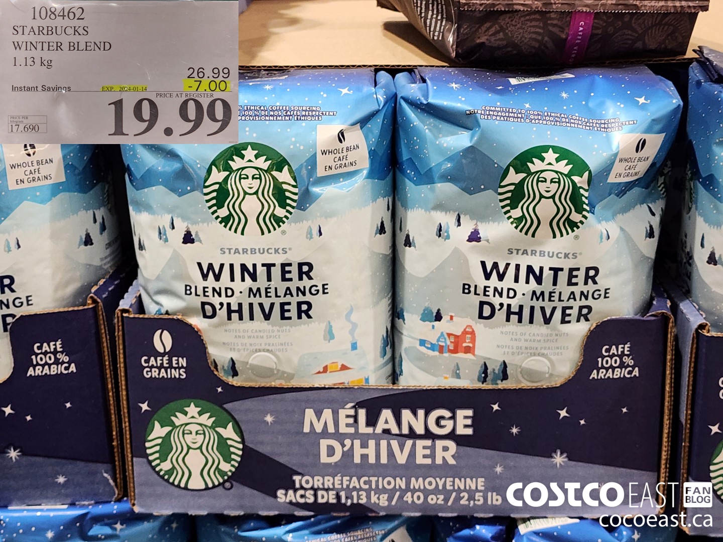 108462 STARBUCKS WINTER BLEND 1.13 KG ($7.00 INSTANT SAVINGS EXPIRES ON 2024-01-14) $19.99