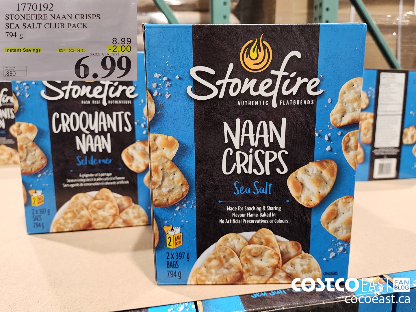 1770192 STONEFIRE NAAN CRISPS SEA SALT CLUB PACK 794 G ($2.00 INSTANT SAVINGS EXPIRES ON 2024-01-21) $6.99