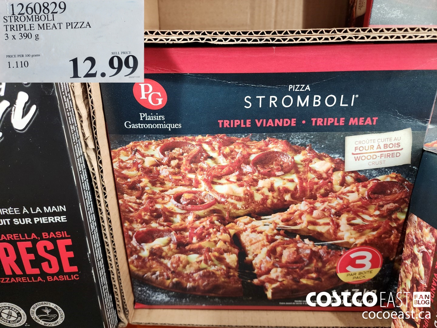 1260829 STROMBOLI TRIPLE MEAT PIZZA 3 x 390 g $12.99