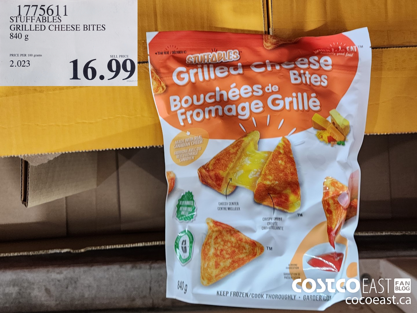 1775611 STUFFABLES GRILLED CHEESE BITES 840 g $16.99
