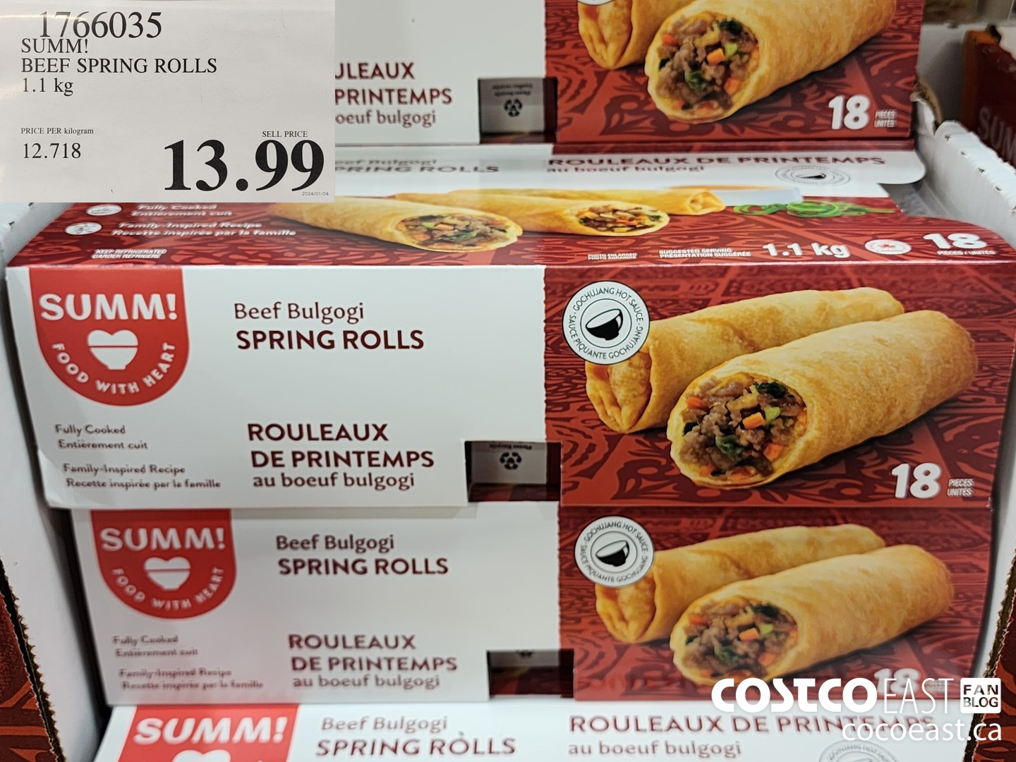 1766035 SUMM! BEEF SPRING ROLLS 1.1 kg $13.99