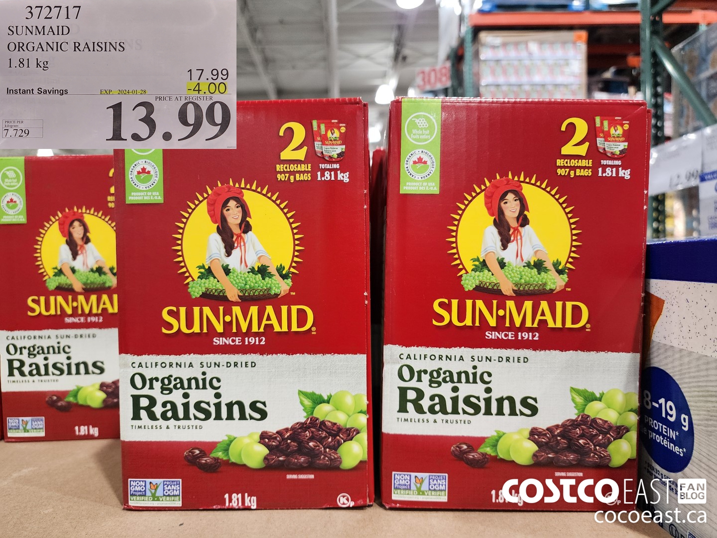 372717 SUNMAID ORGANIC RAISINS 1.81 G ($4.00 INSTANT SAVINGS EXPIRES ON 2024-01-28) $13.99