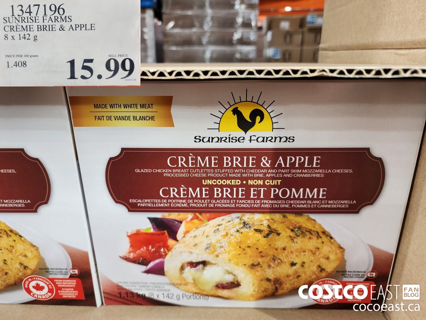 1347196 SUNRISE FARMS CREME BRIE & APPLE 8 X 142 G $15.99