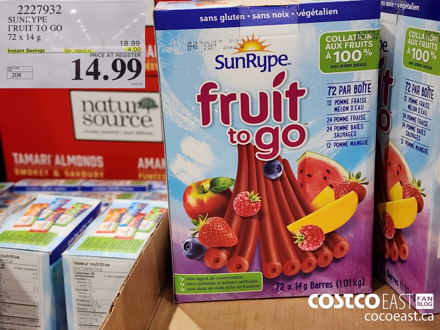 2227932 SUN-RYPE FRUIT TO GO 72 X 14G ($4.00 INSTANT SAVINGS EXPIRES ON 2024-01-21) $14.99