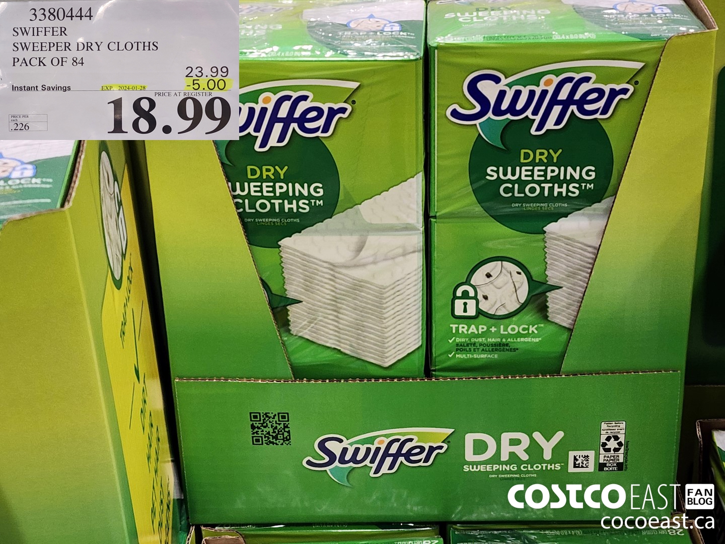 3380444 SWIFFER SWEEPER DRY CLOTHS PACK OF 84 ($5.00 INSTANT SAVINGS EXPIRES ON 2024-01-28) $18.99