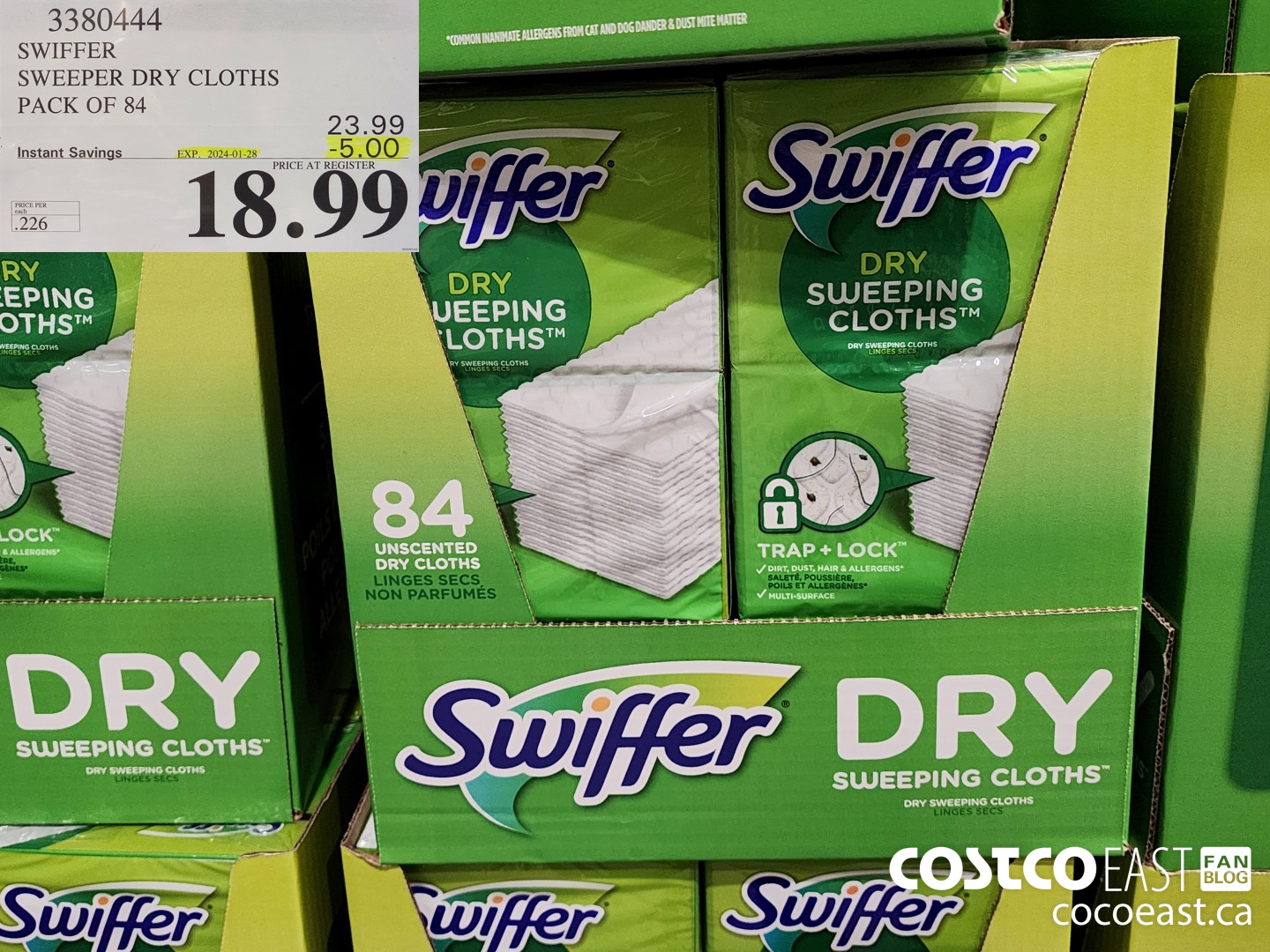 3380444 SWIFFER SWEEPER DRY CLOTHS PACK OF 84 ($5.00 INSTANT SAVINGS EXPIRES ON 2024-01-28) $18.99