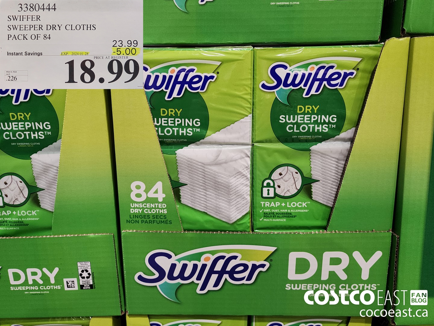 3380444 SWIFFER SWEEPER DRY CLOTHS PACK OF 84 ($5.00 INSTANT SAVINGS EXPIRES ON 2024-01-28) $18.99
