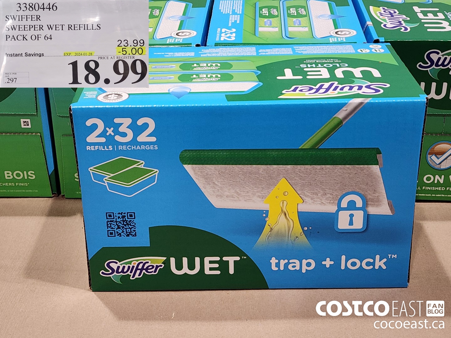 3380446 SWIFFER SWEEPER WET REFILLS PACK OF 64 ($5.00 INSTANT SAVINGS EXPIRES ON 2024-01-28) $18.99