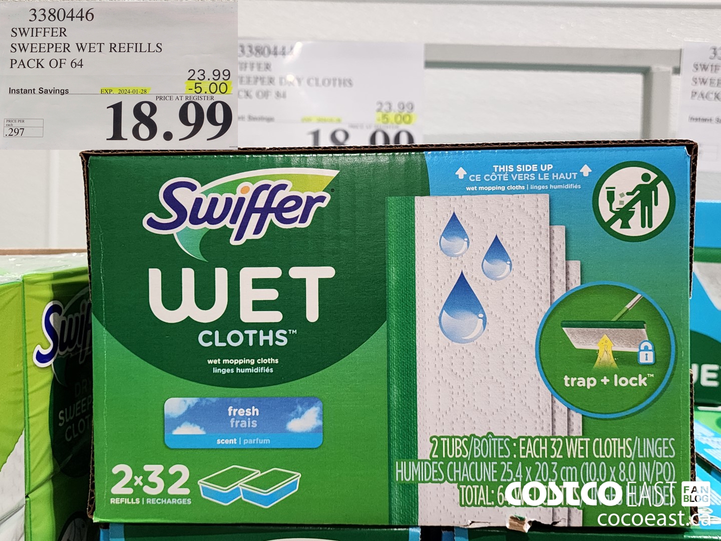 3380446 SWIFFER SWEEPER WET REFILLS PACK OF 64 ($5.00 INSTANT SAVINGS EXPIRES ON 2024-01-28) $18.99