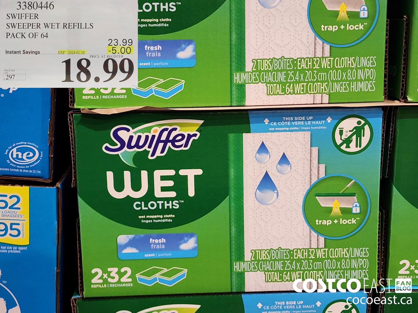 3380446 SWIFFER SWEEPER WET REFILLS PACK OF 64 ($5.00 INSTANT SAVINGS EXPIRES ON 2024-01-28) $18.99