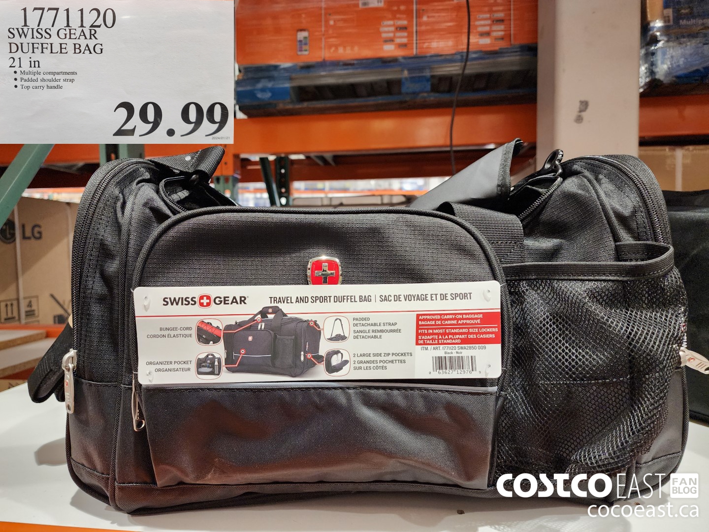 1771120 SWISS GEAR DUFFLE BAG 21 IN $29.99