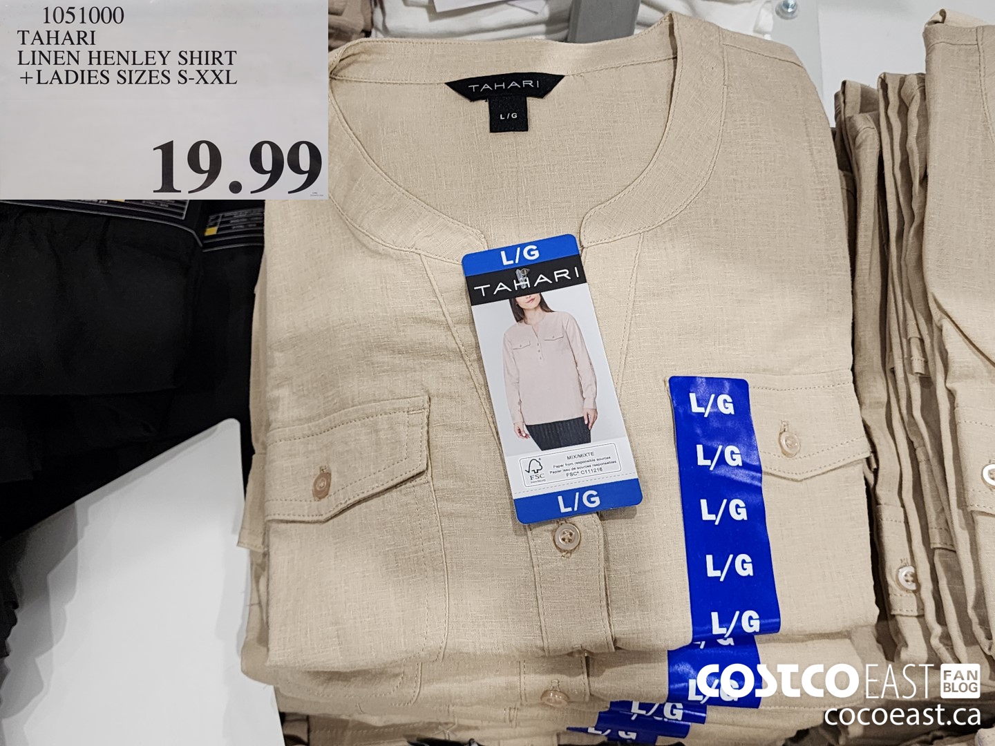 1051000 TAHARI LINEN HENLEY SHIRT + LADIES SIZES S-XXL $19.99