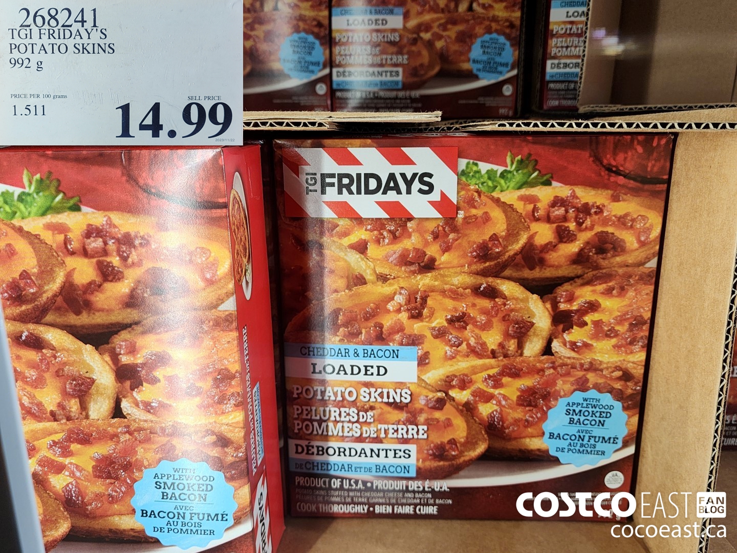 268241 TGI FRIDAY'S POTATO SKINS 922 G $14.99