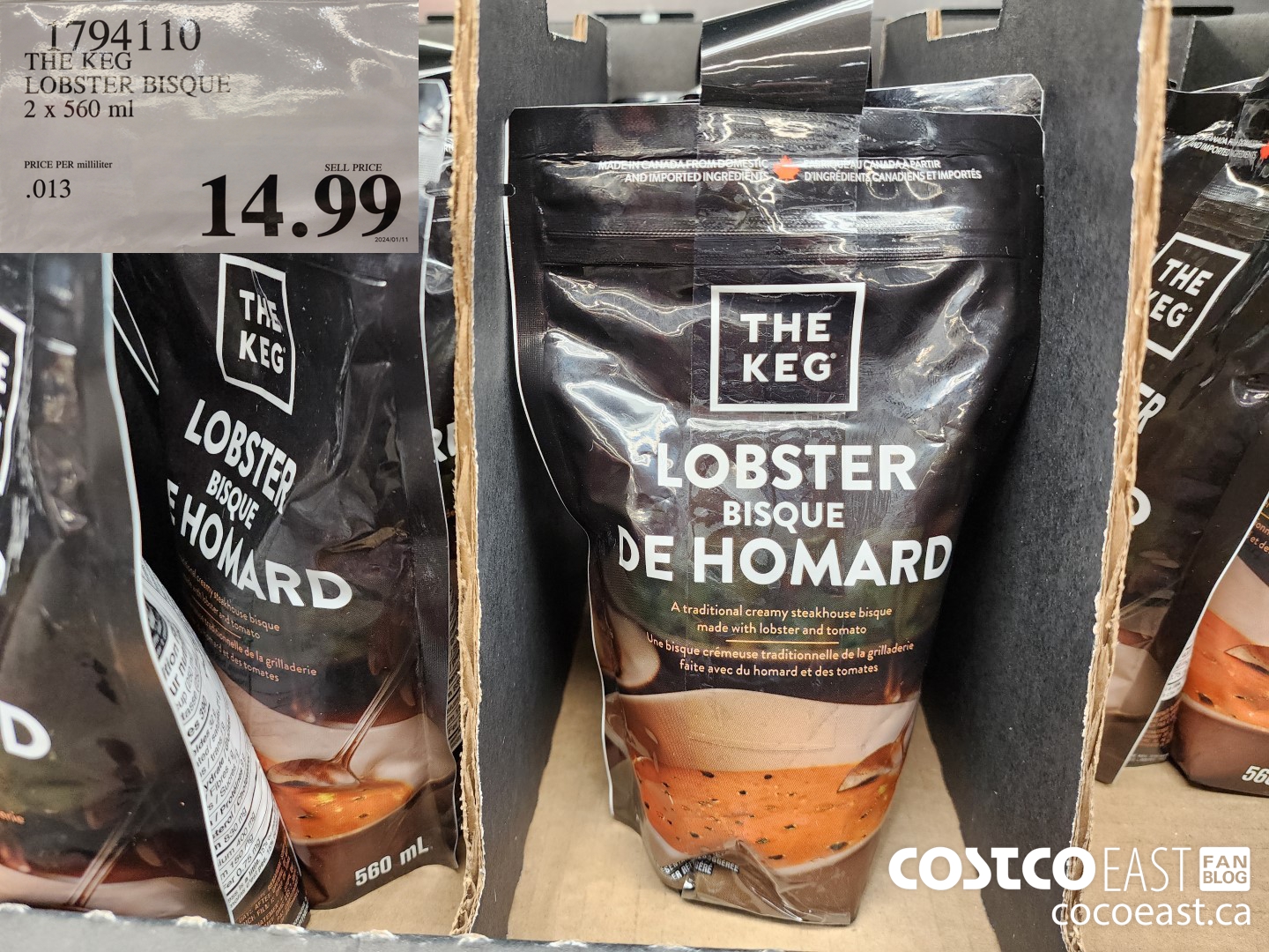 1794110 THE KEG LOBSTER BISQUE 2 X 560 ML $14.99