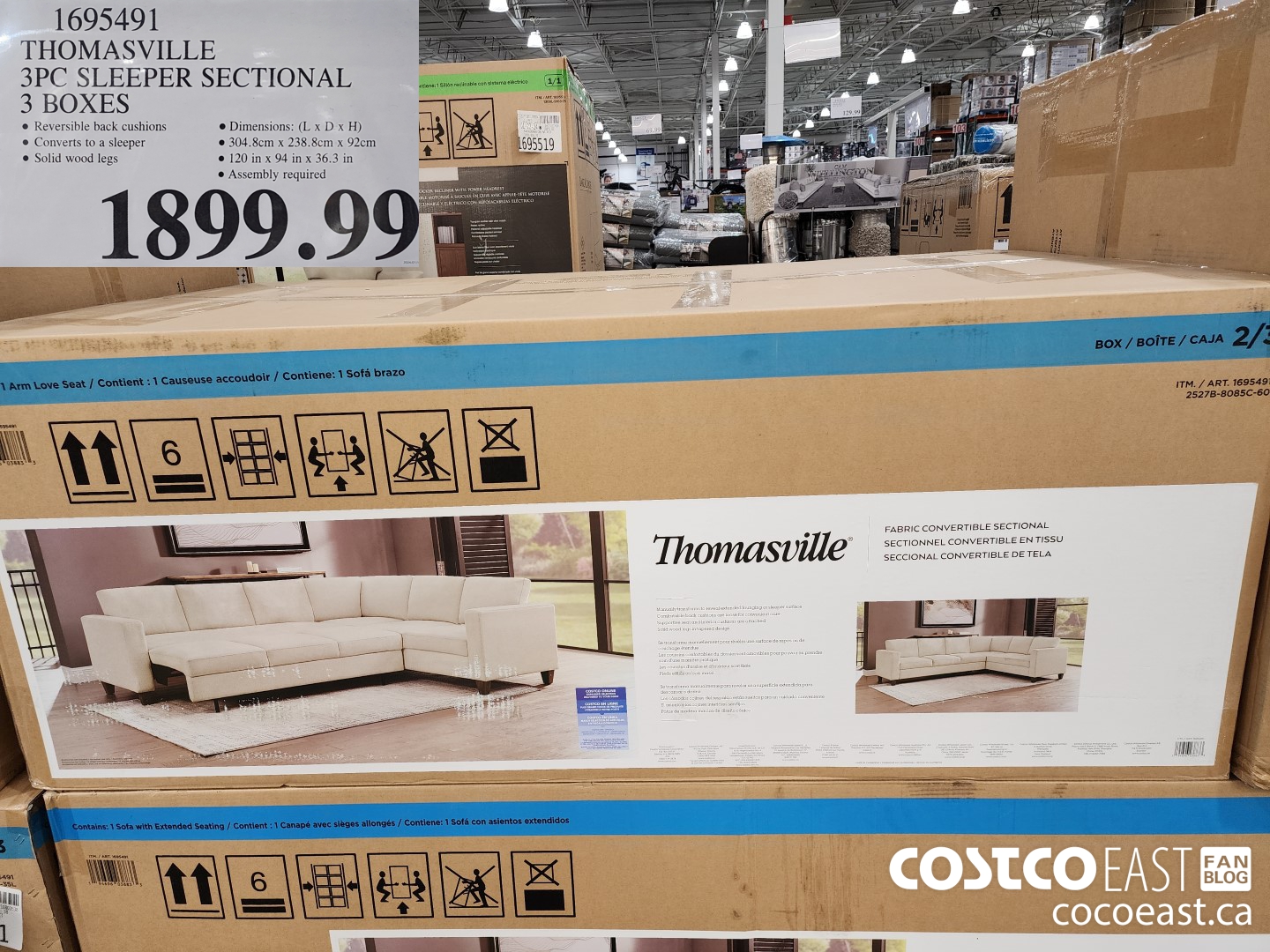 1695491 THOMASVILLE 3PC SLEEPER SECTIONAL 3 BOXES $1899.99