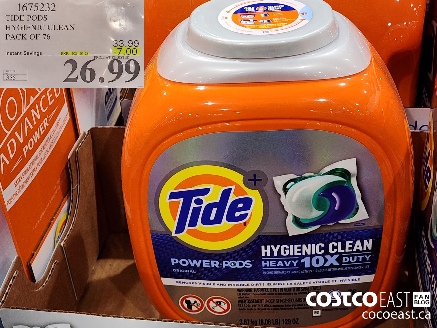 1675232 TIDE PODS HYGIENIC CLEAN PACK OF 76 ($7.00 INSTANT SAVINGS EXPIRES ON 2024-01-28) $26.99