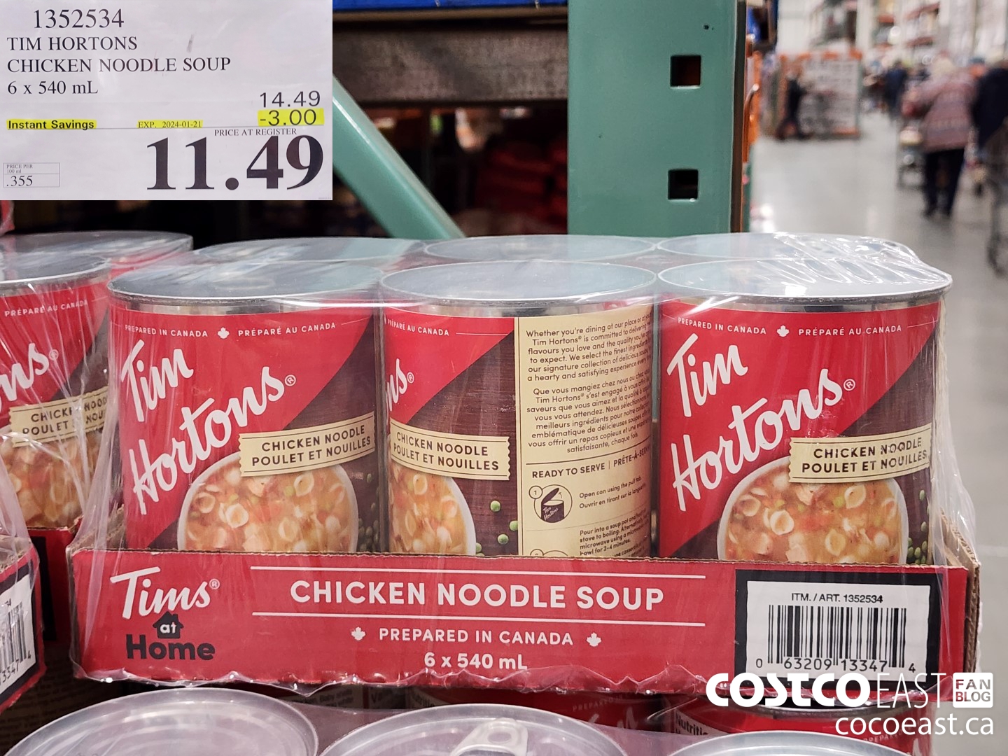 1352534 TIM HORTONS CHICKEN NOODLE SOUP 6 X 540 ML ($3.00 INSTANT SAVINGS EXPIRES ON 2024-01-21) $11.49