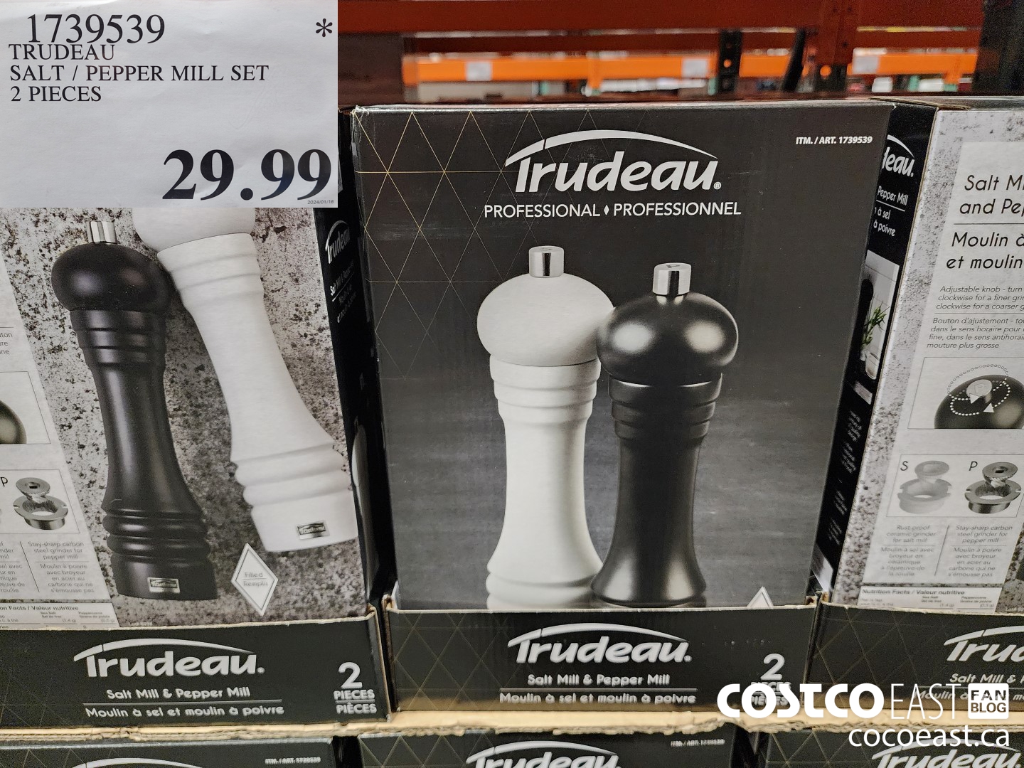 1739539 TRUDEAU SALT / PEPPER MILL SET 2 PIECES $29.99