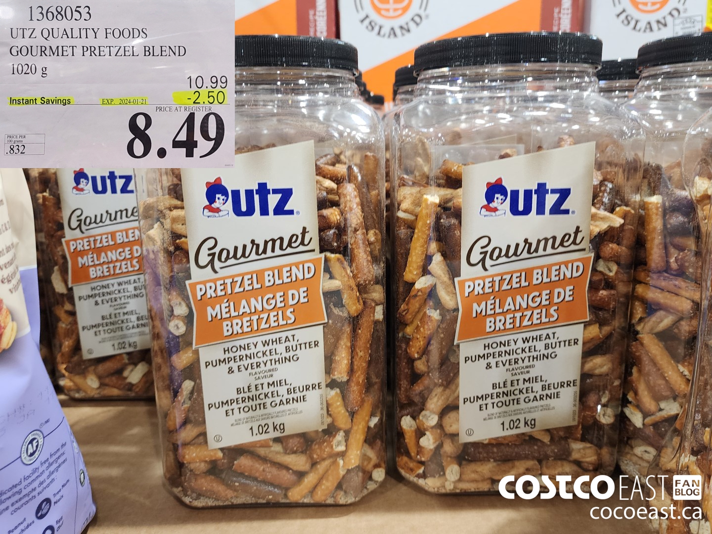 1368053 ULZ QUALITY FOODS GOURMET PRETZEL BLEND 1020 G ($2.50 INSTANT SAVINGS EXPIRES ON 2024-01-21) $8.49