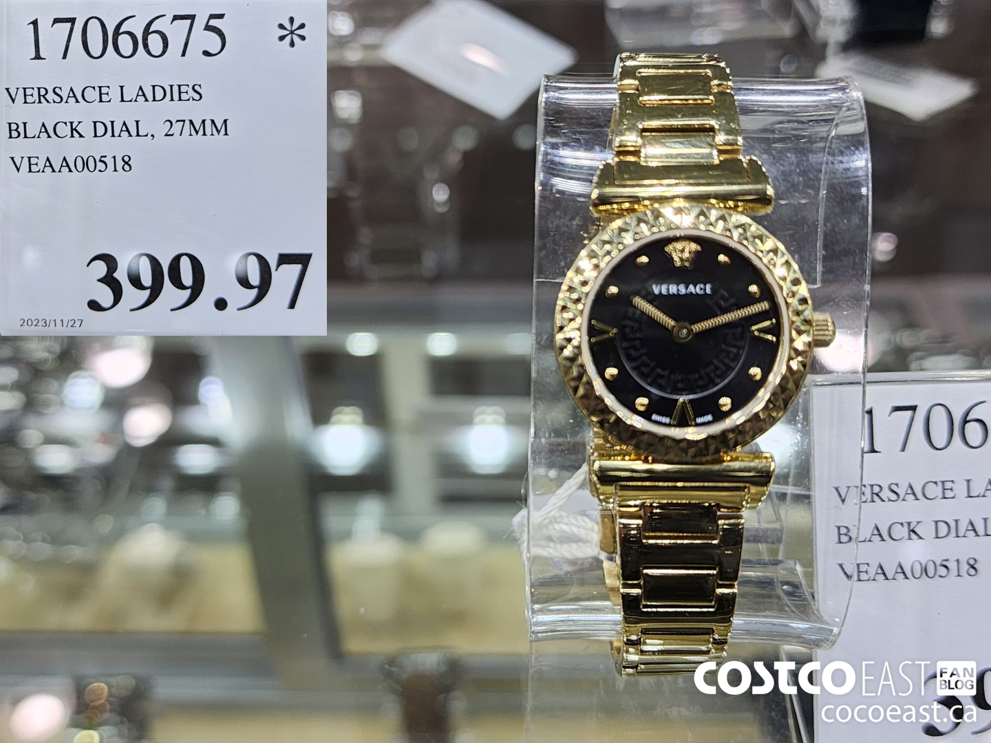 1706675 VERSACE LADIES BLACK DIAL, 27MM VEAA00518 $399.97