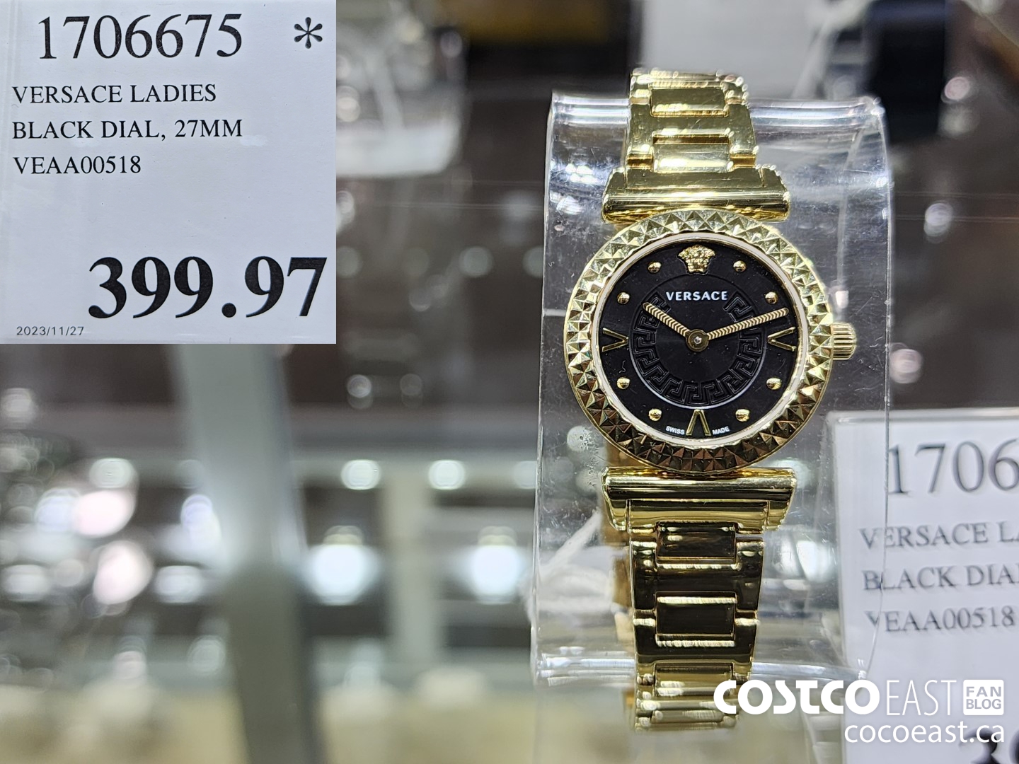 1706675 VERSACE LADIES BLACK DIAL, 27MM VEAA00518 $399.97