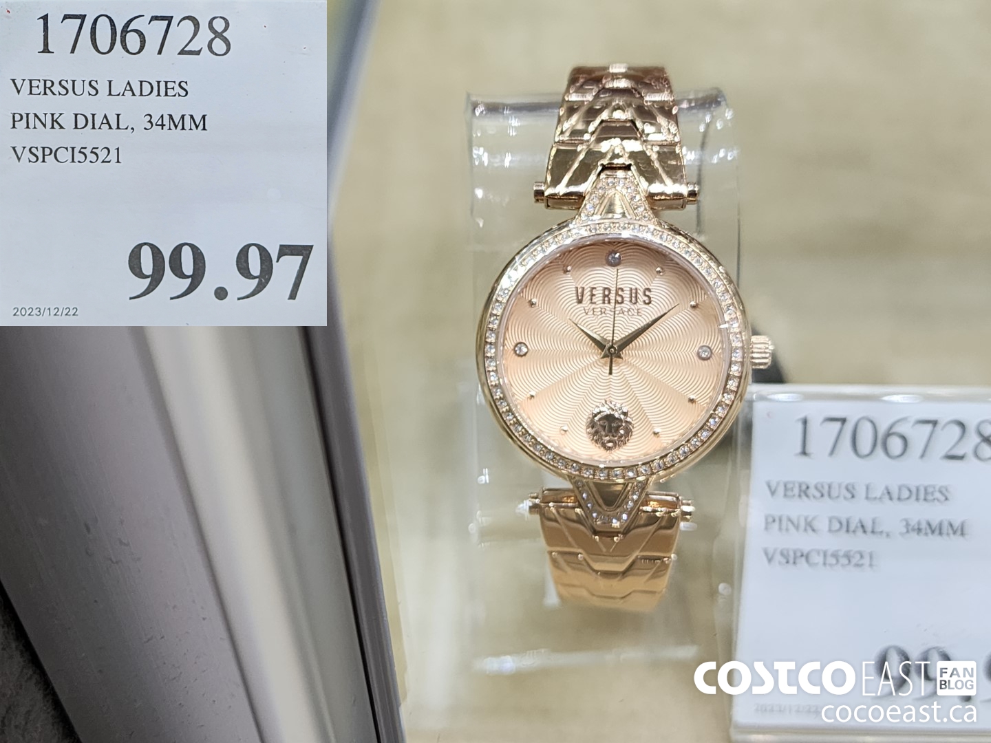 1706728 VERSUS LADIES PINK DIAL, 34MM VSPCI5521 $99.97