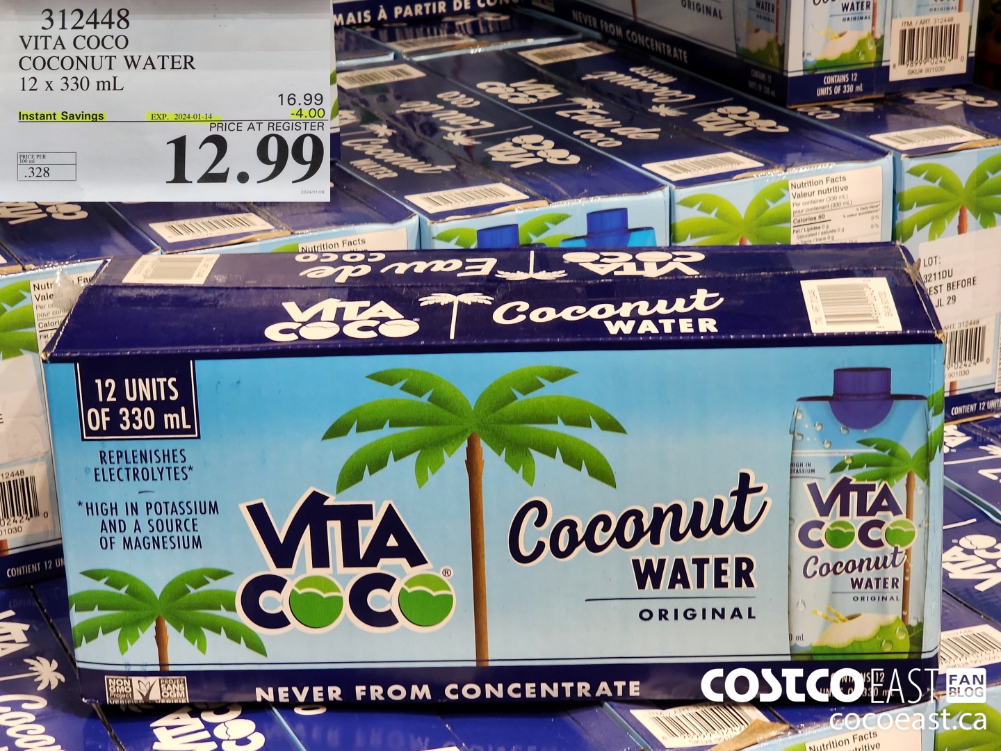 312448 VITA COCO COCONUT WATER 12 X 330 ML ($4.00 INSTANT SAVINGS EXPIRES ON 2024-01-14) $12.99
