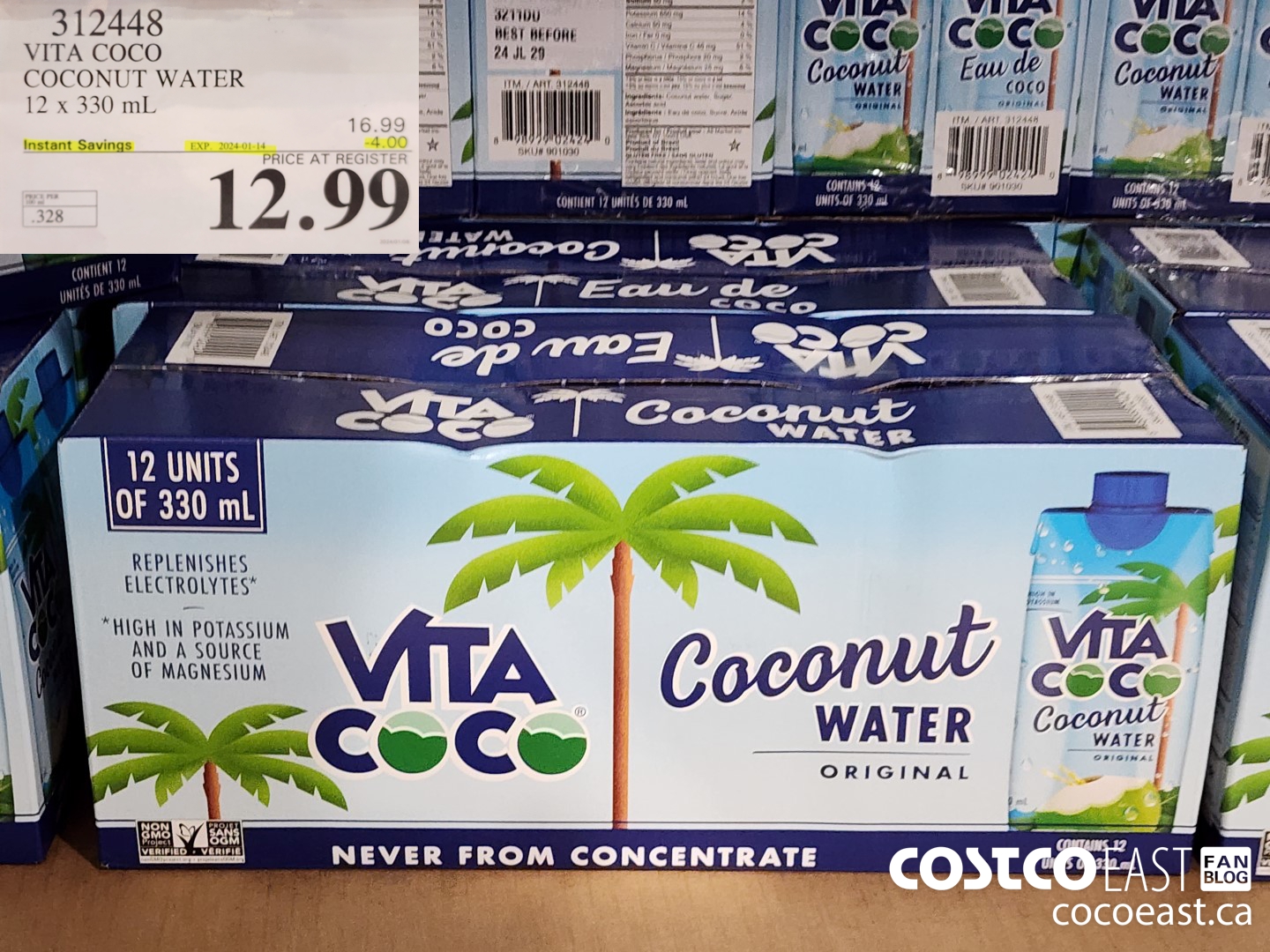 312448 VITA COCO COCONUT WATER 12 X 330 ML ($4.00 INSTANT SAVINGS EXPIRES ON 2024-01-14) $12.99