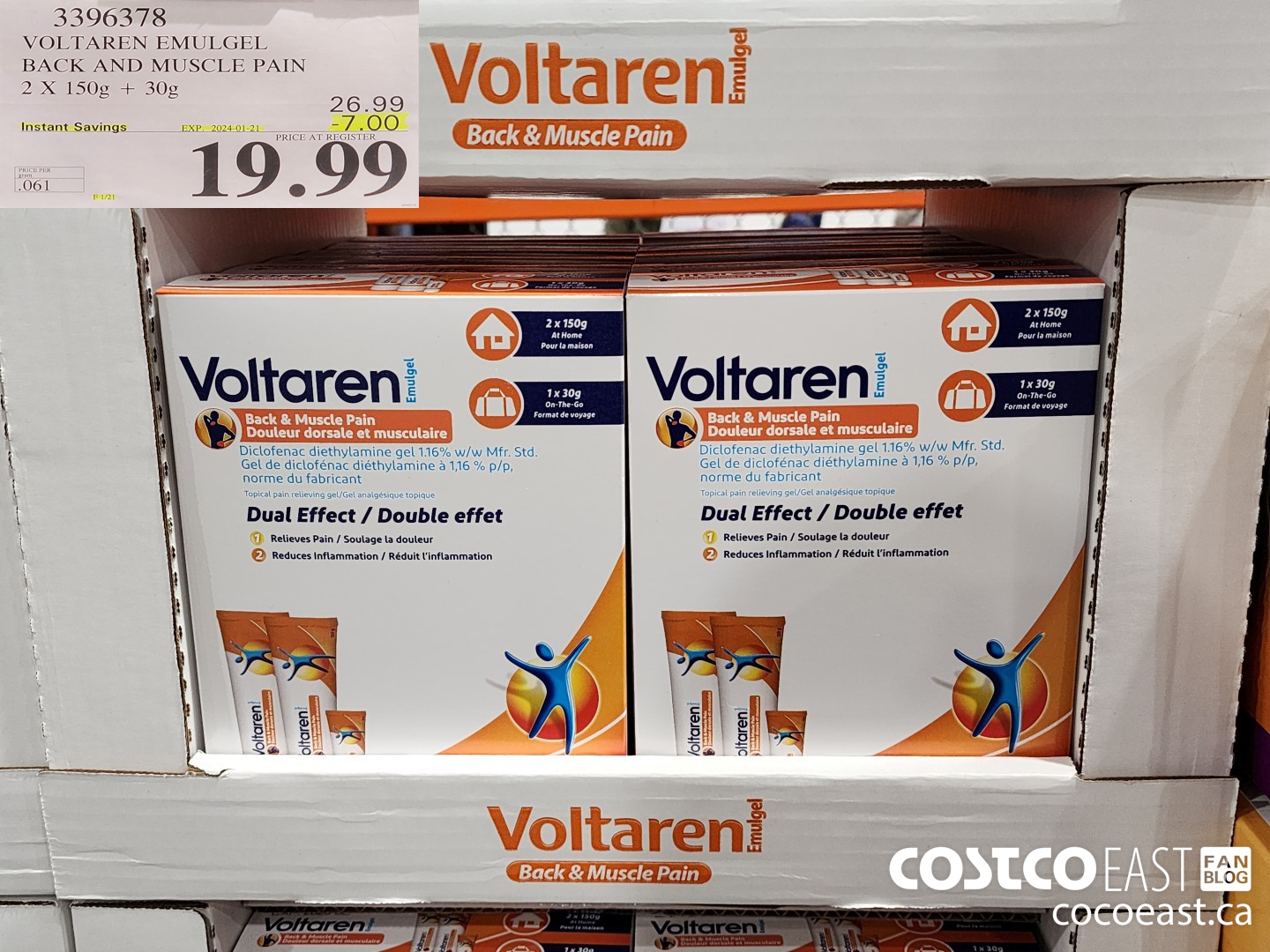 3396378 VOLTAREN EMUGEL BACK AND MUSCLE PAIN 2 X 150G + 30G 2024-0121 ($7.00 INSTANT SAVINGS EXPIRES ON 2024-01-21) $19.99