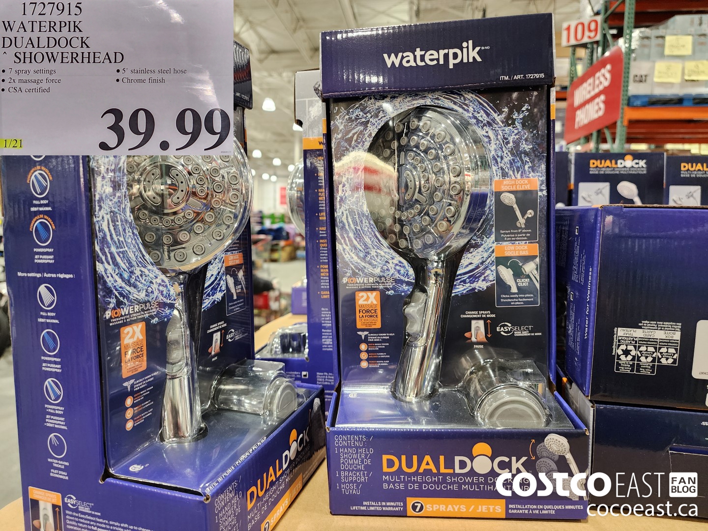 1727915 WATERPIK DUALDOCK SHOWERHEAD $39.99