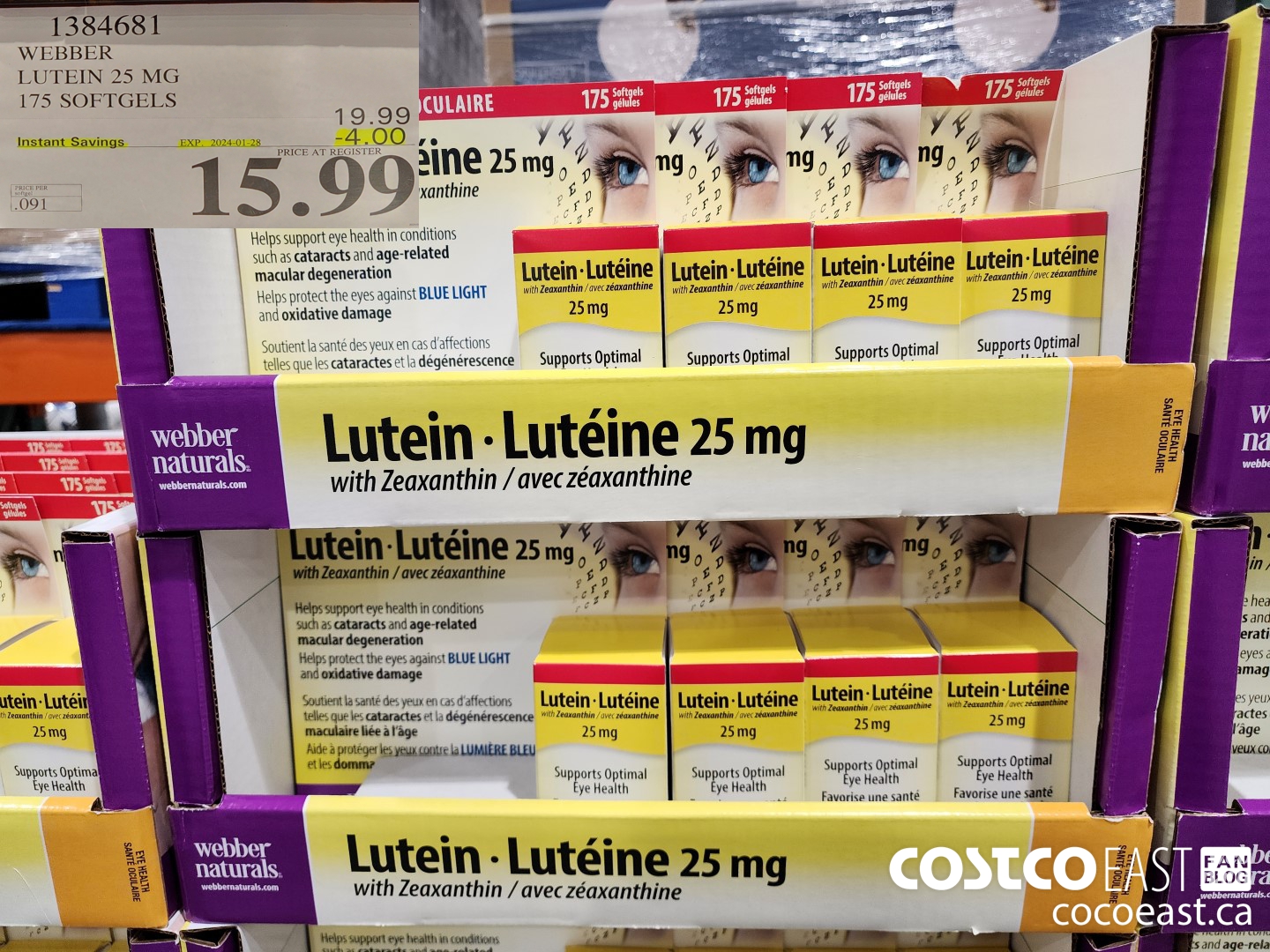 1384681 WEBBER LUTEIN 25 MG 175 SOFTGELS ($4.00 INSTANT SAVINGS EXPIRES ON 2024-01-28) $15.99