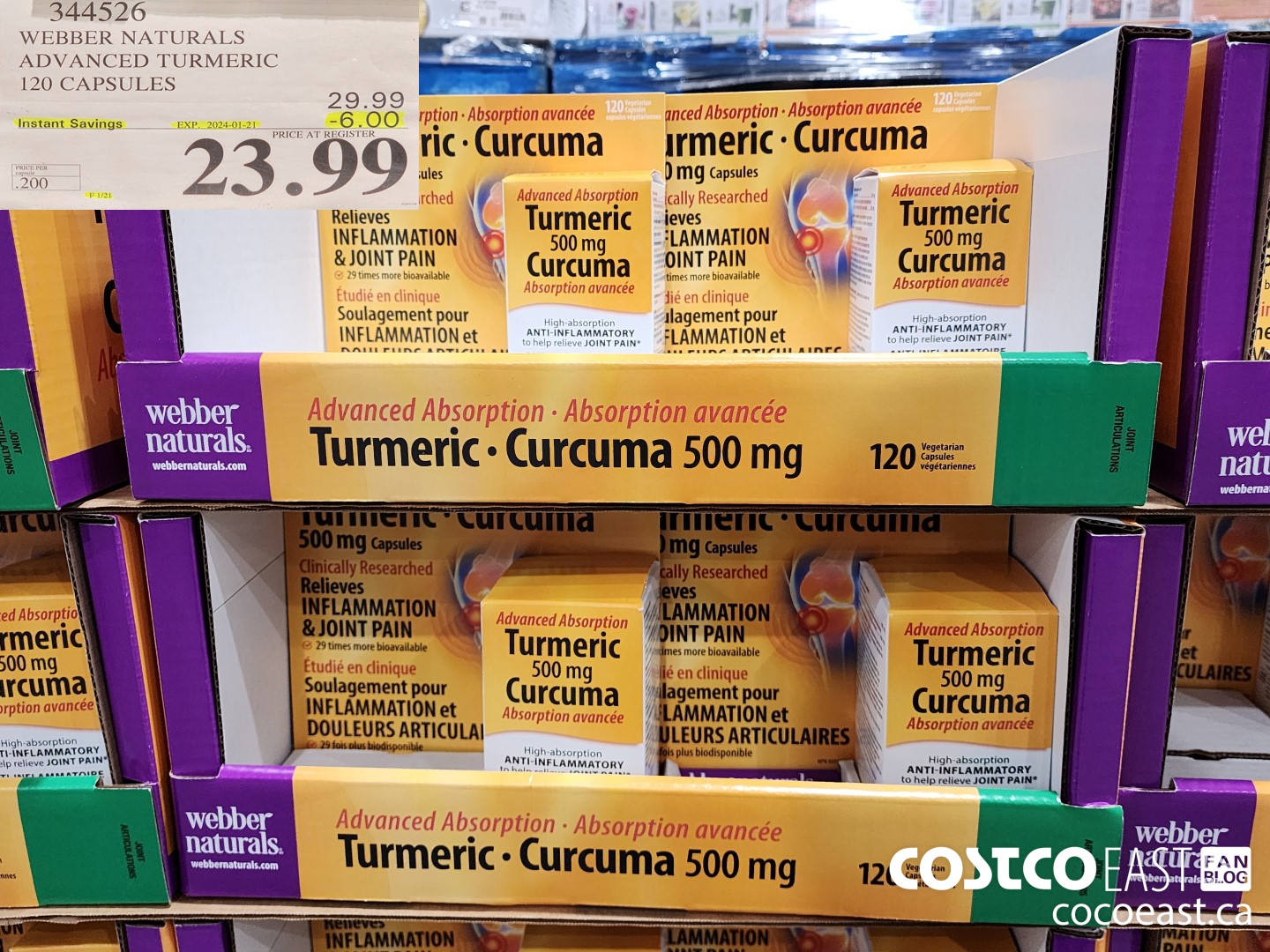 344526 WEBBER NATURALS ADVANCED TURMERIC 120 CAPSULES ($6.00 INSTANT SAVINGS EXPIRES ON 2024-01-21) $23.99
