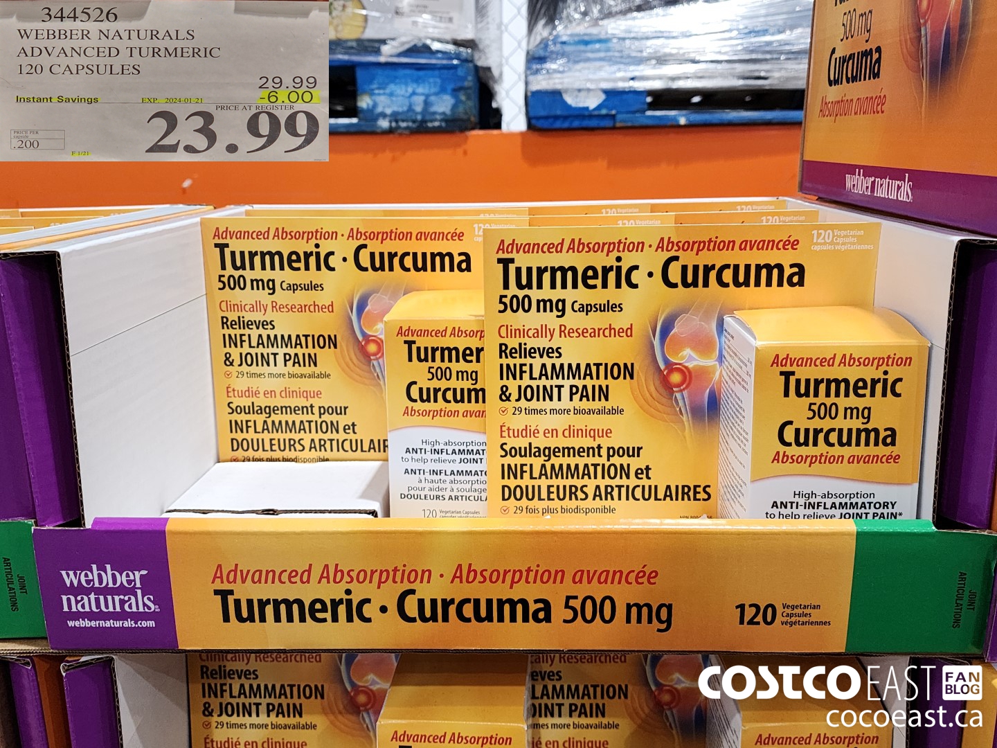 344526 WEBBER NATURALS ADVANCED TURMERIC 120 CAPSULES ($6.00 INSTANT SAVINGS EXPIRES ON 2024-01-21) $23.99
