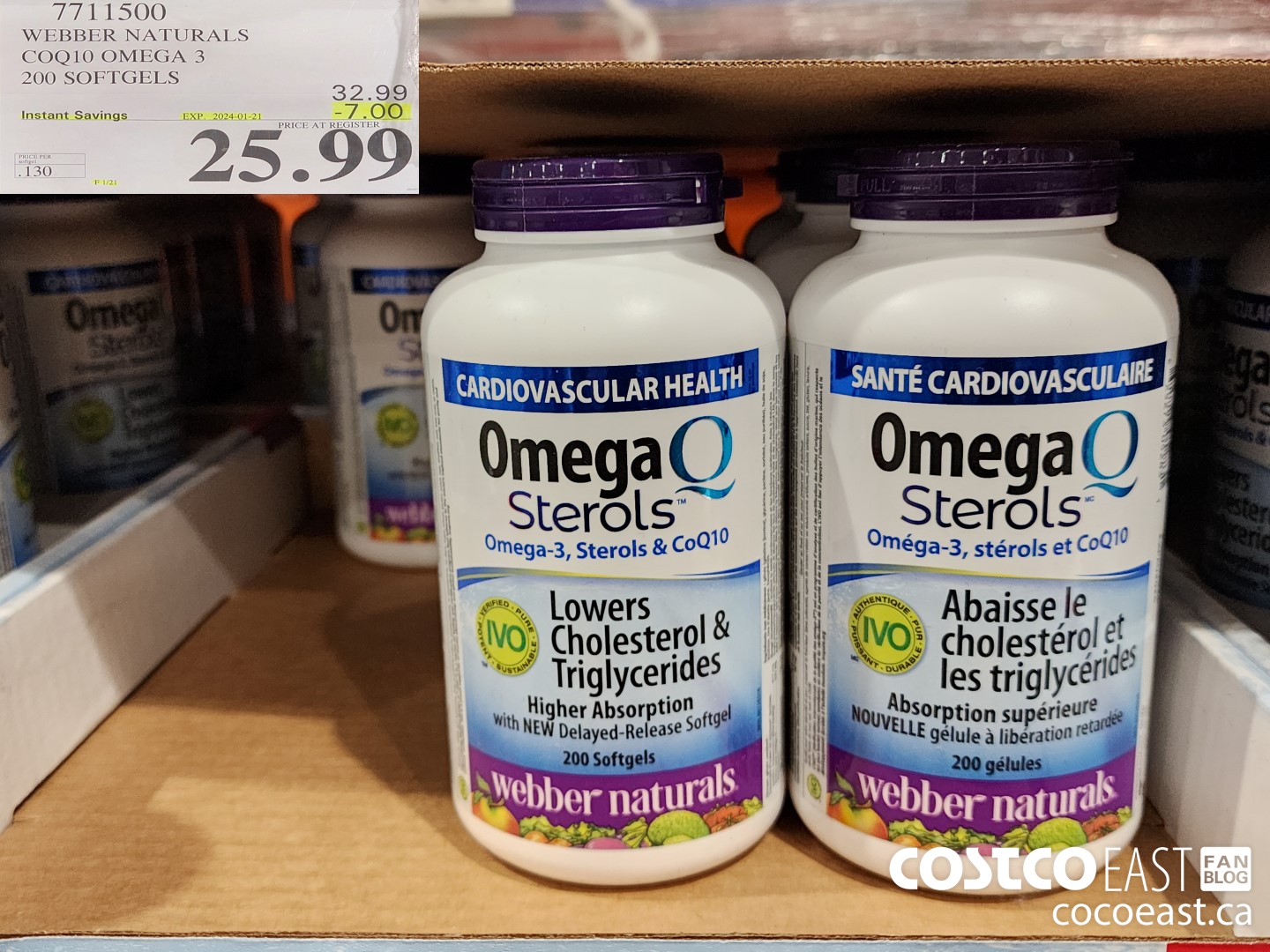 7711500 WEBBER NATURALS COQ10 OMEGA 3 200 SOFTGELS ($7.00 INSTANT SAVINGS EXPIRES ON 2024-01-21) $25.99