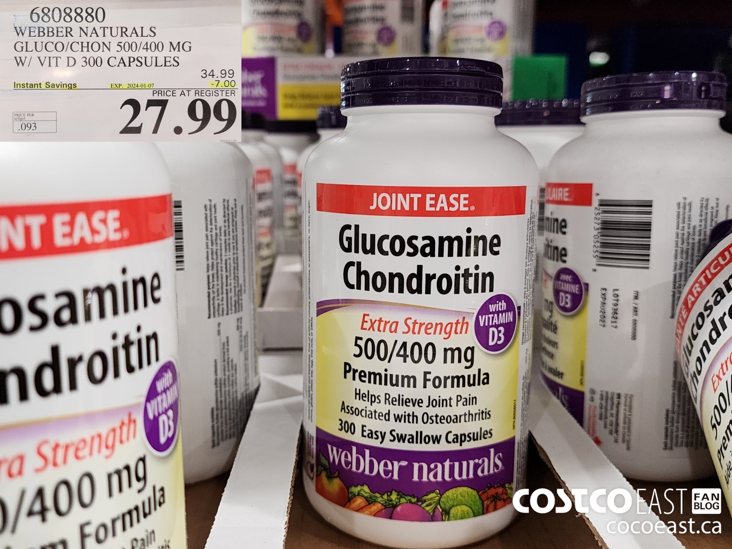 6808880 WEBBER NATURALS GLUCO/CHON 500/400 MG W/ VIT D 300 CAPSULES ($7.00 INSTANT SAVINGS EXPIRES ON 2024-01-07) $27.99