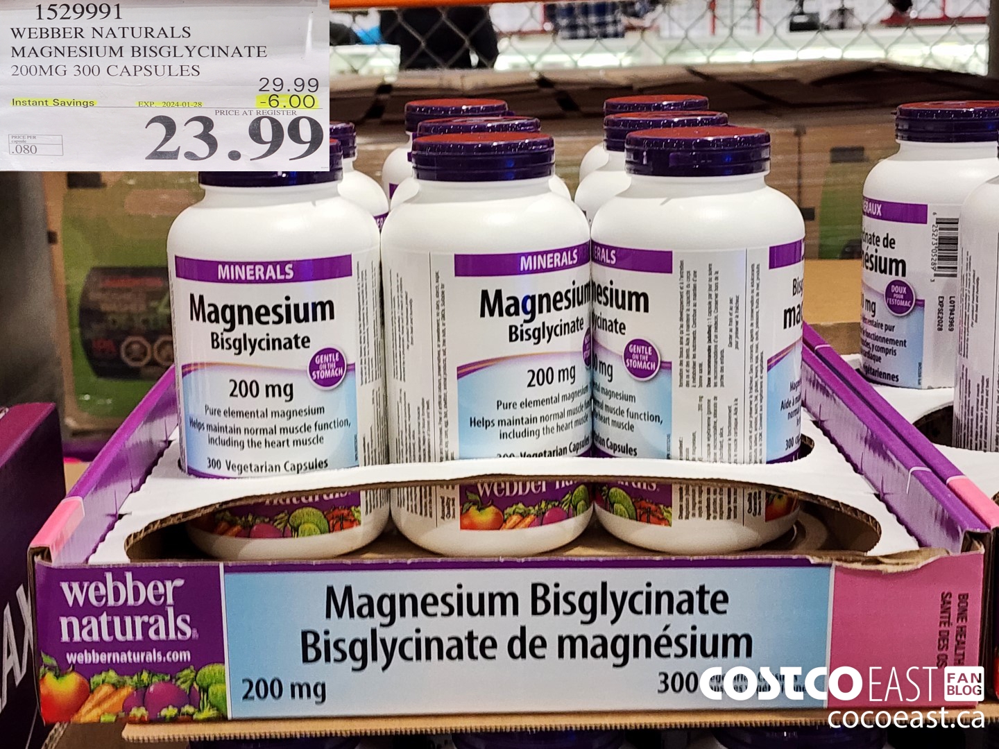 1529991 WEBBER NATURALS MAGNESIUM BISGLYCINATE 200MG 300 CAPSULES ($6.00 INSTANT SAVINGS EXPIRES ON 2024-01-28) $23.99