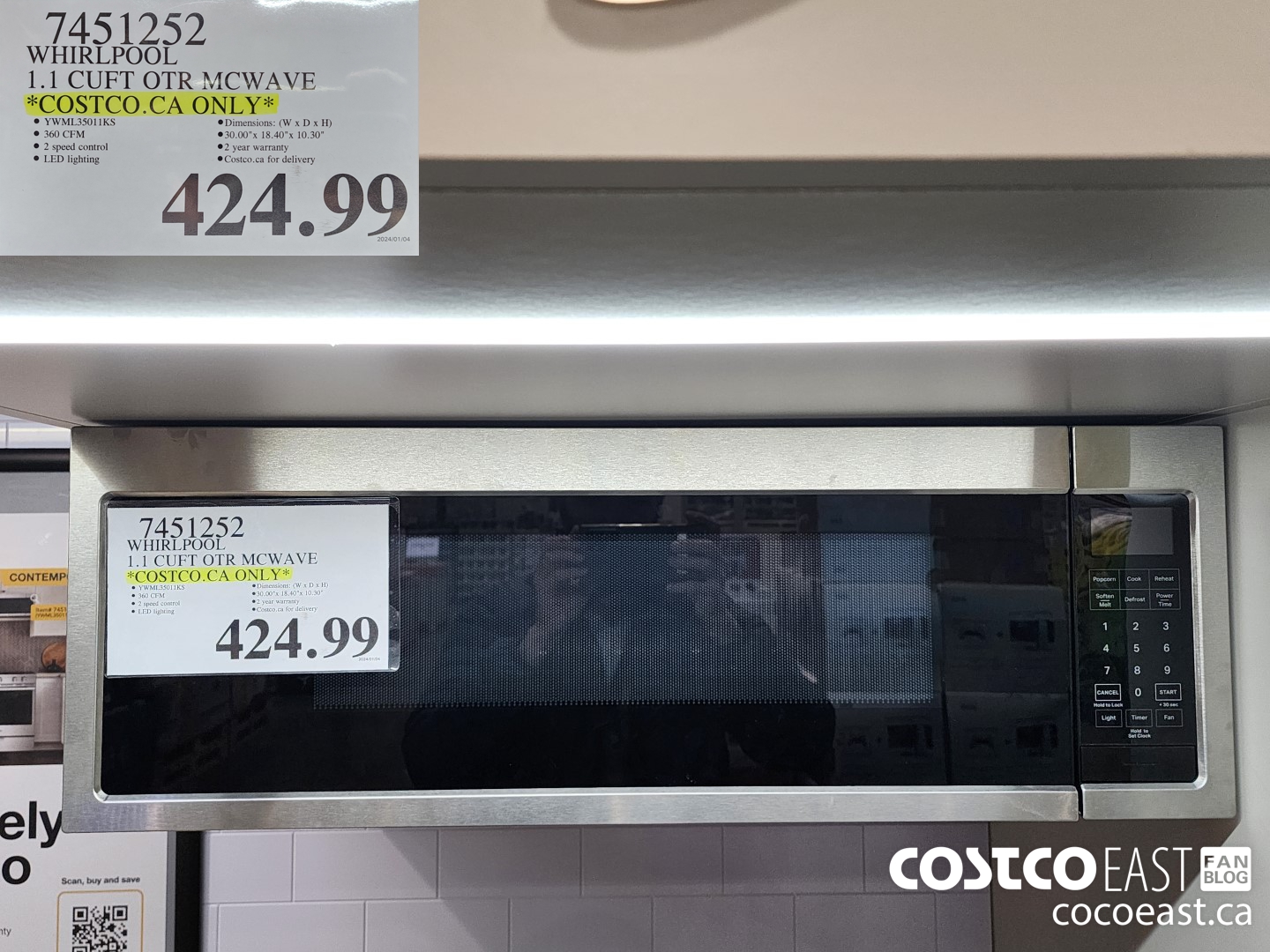 Whirlpool over the on sale range microwave costco