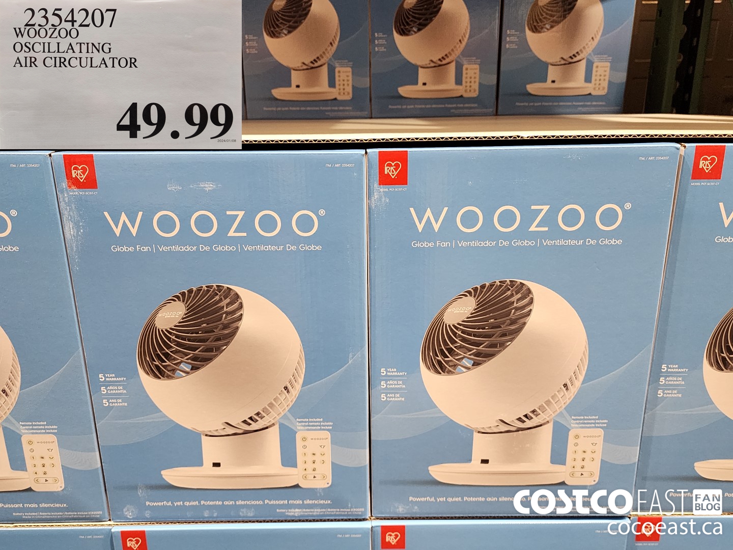 2354207 WOOZOO OSCILLATING AIR CIRCULATOR $49.99