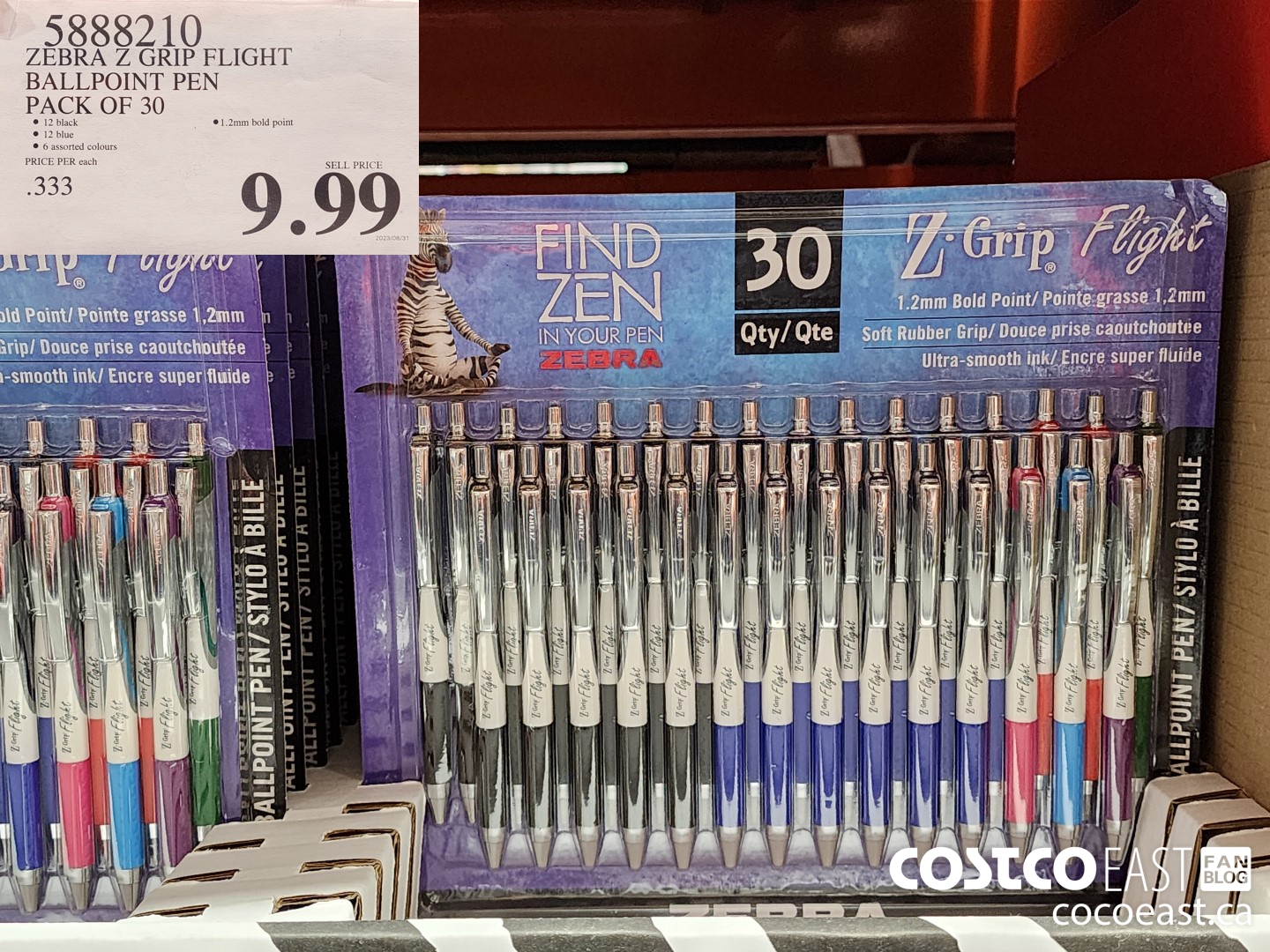 5888210 ZEBRA Z GRIP FLIGHT BALLPOINT PEN PACK OF 30 $9.99